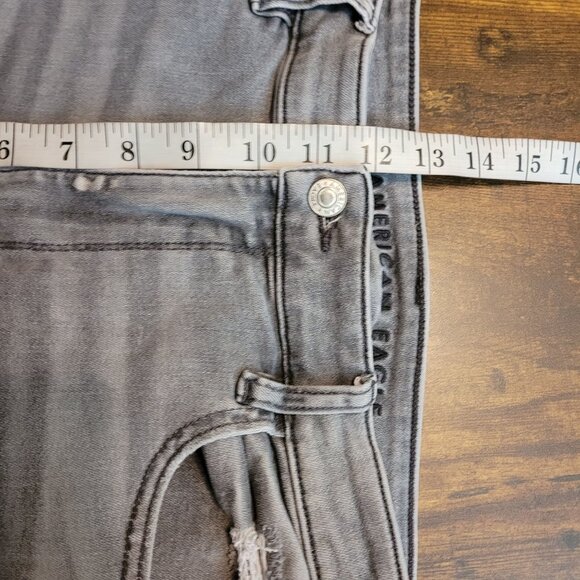 American Eagle Jeans 14 S Next Level Stretch Super Hi Rise Jegging Gray Wash - Picture 8 of 9
